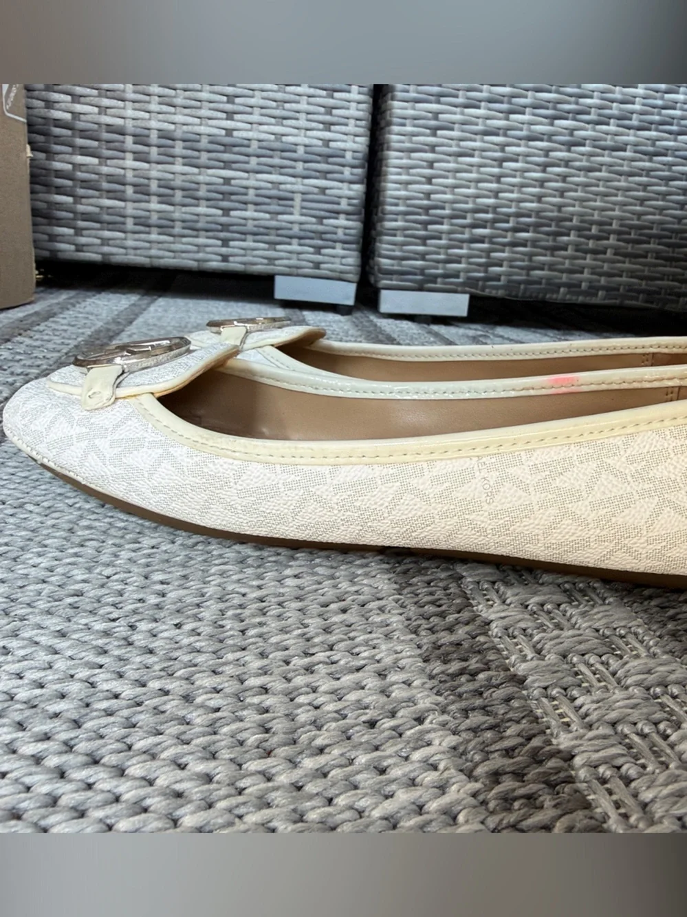 Michael Kors Cream Leather MK Logo Loafers